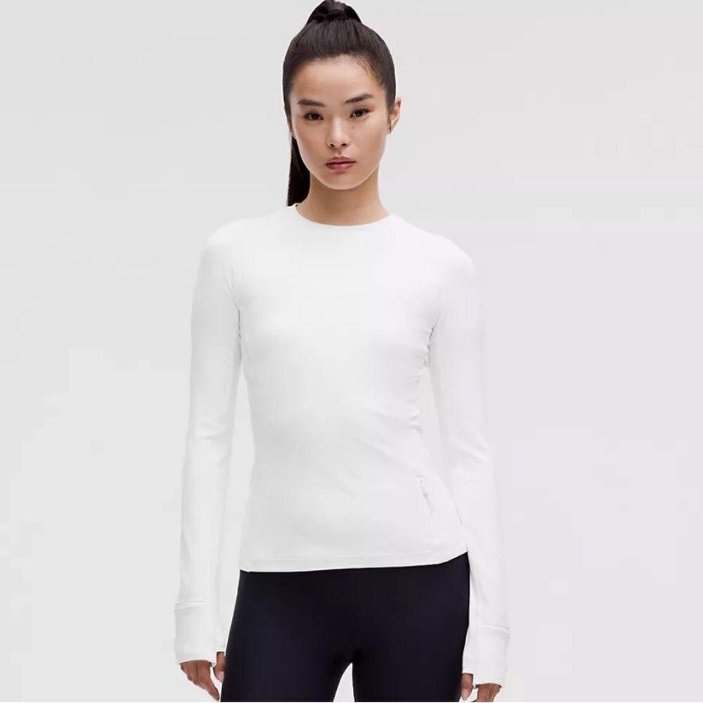 Lululemon Its Rulu Run Long Sleeve Lavender Grey White Shirt Size 8